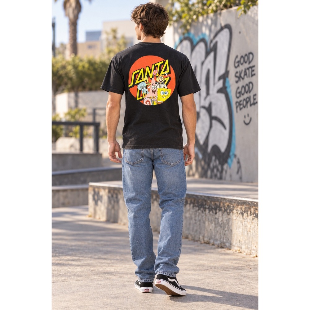 Santa Cruz x SpongeBob SquarePants Unisex Black Graphic Tee Nickelodeon Y2K-S